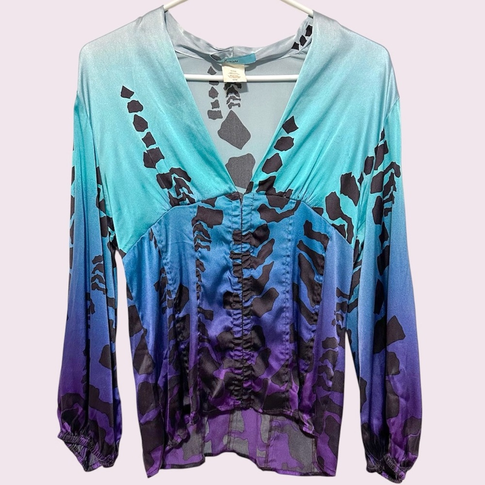 Y2k Marciano aqua silk top